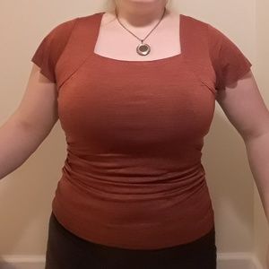 AB Studio - Burnt Orange Blouse Square Neckine M